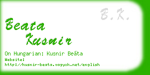 beata kusnir business card